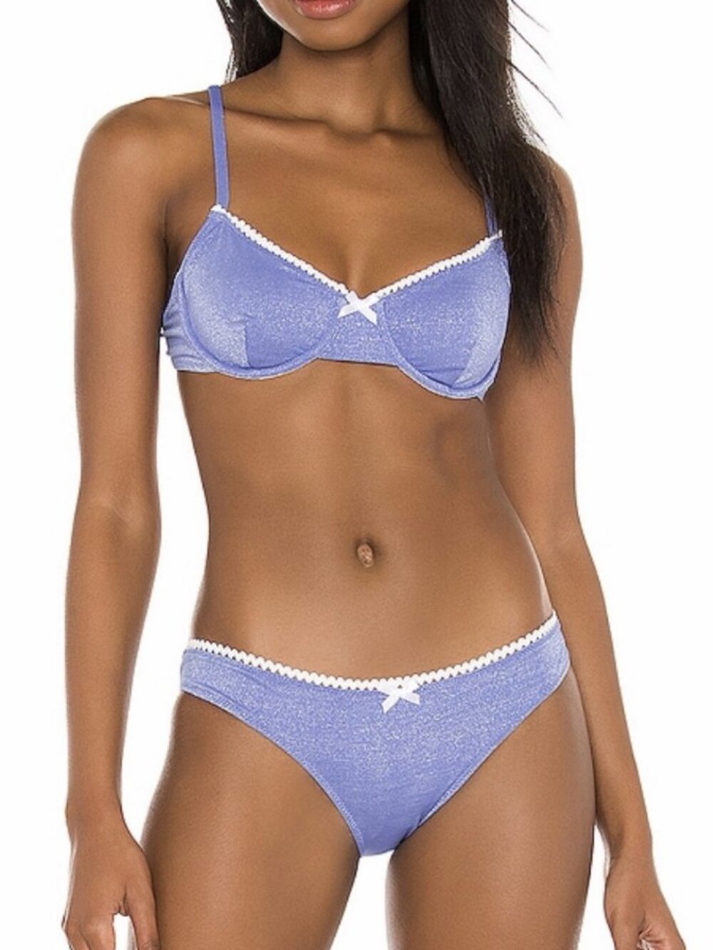 Solid & Striped Daphne Bikini Set Periwinkle Blue Lace Trim Size S
